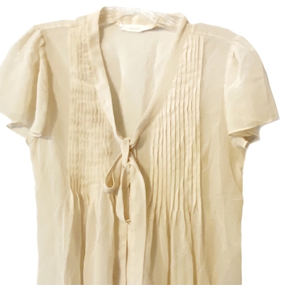 Blue Bird ivory/cream sheer tie front blouse small - Picture 2 of 8